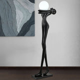 Modern Artistic Figure Floor Lamp with White Glass Globe Sculpture Standing Light