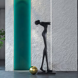 Modern Artistic Figure Floor Lamp with White Glass Globe Sculpture Standing Light