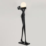 Modern Artistic Figure Floor Lamp with White Glass Globe Sculpture Standing Light