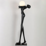 Modern Artistic Figure Floor Lamp with White Glass Globe Sculpture Standing Light