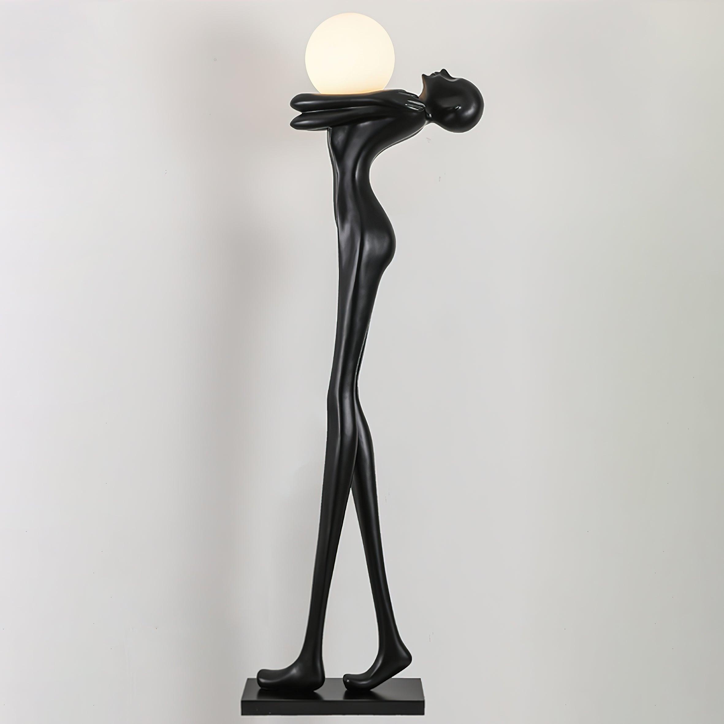 Modern Artistic Figure Floor Lamp with White Glass Globe Sculpture Standing Light