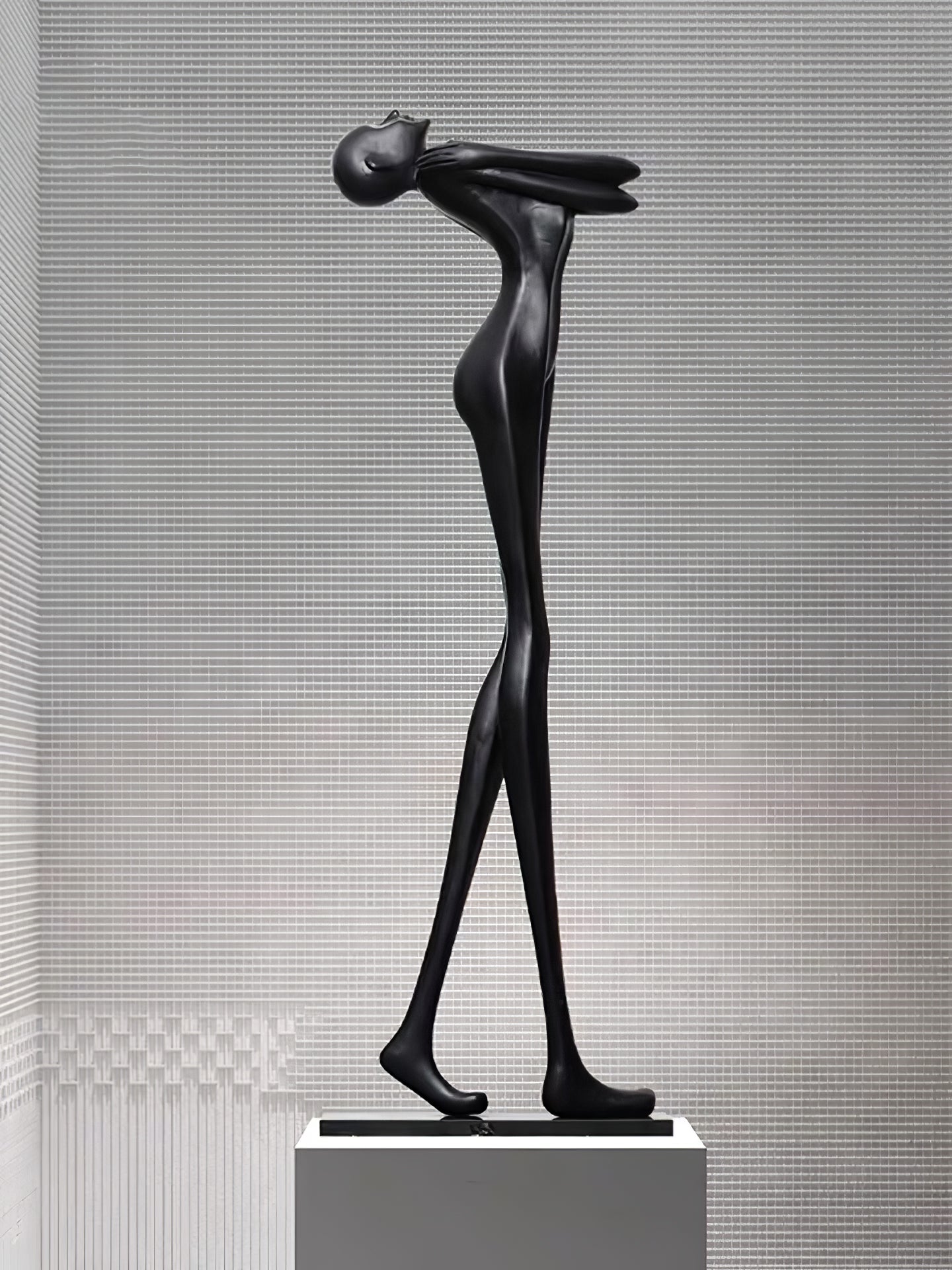 Modern Artistic Figure Floor Lamp with White Glass Globe Sculpture Standing Light