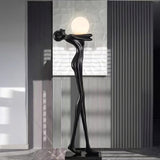 Modern Artistic Figure Floor Lamp with White Glass Globe Sculpture Standing Light