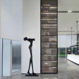 Modern Artistic Figure Floor Lamp with White Glass Globe Sculpture Standing Light