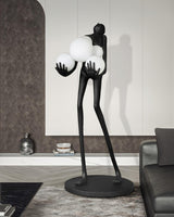 Modern Artistic Embrace Sculpture Floor Lamp with Radiant LED Glass Spheres