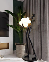 Modern Artistic Embrace Sculpture Floor Lamp with Radiant LED Glass Spheres