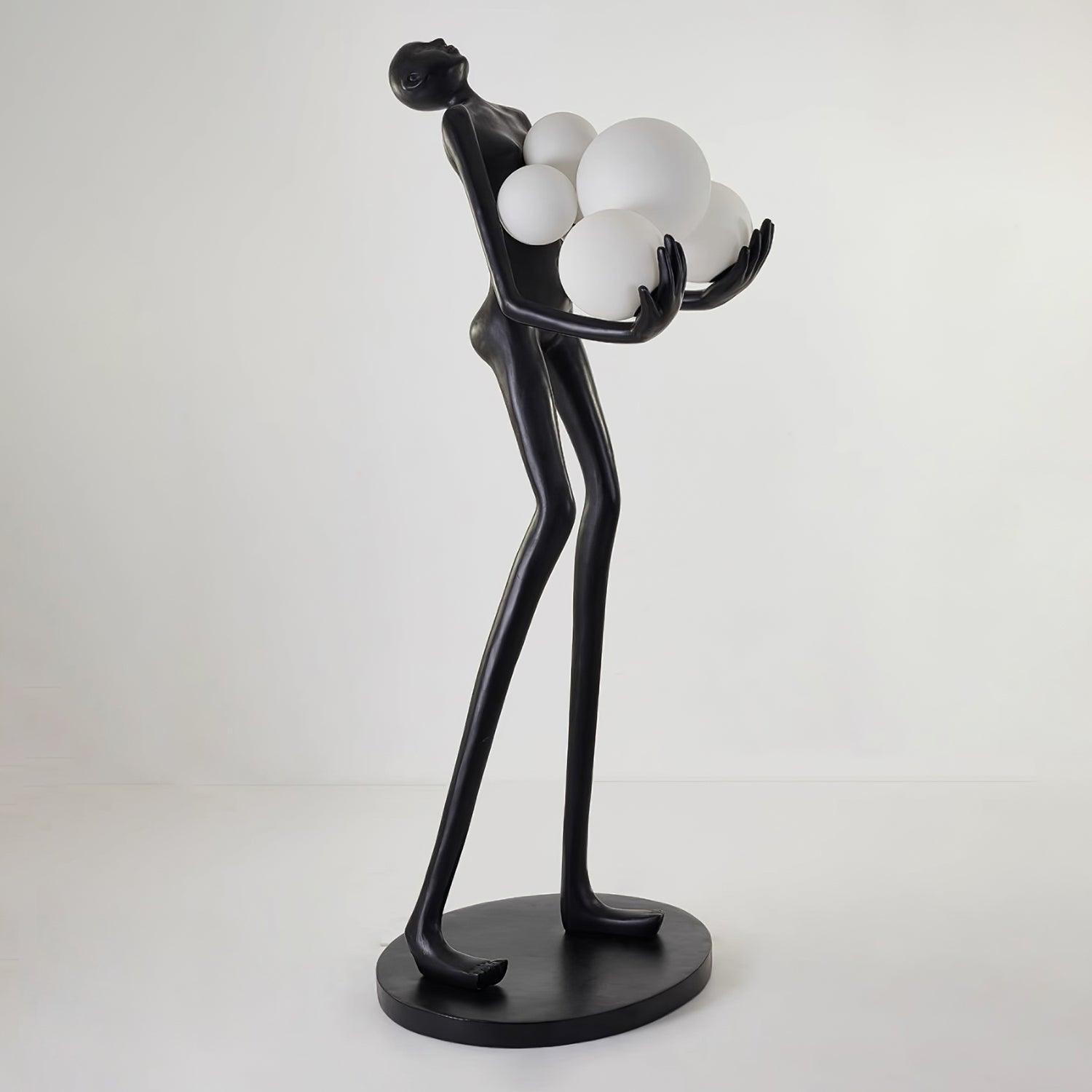 Modern Artistic Embrace Sculpture Floor Lamp with Radiant LED Glass Spheres