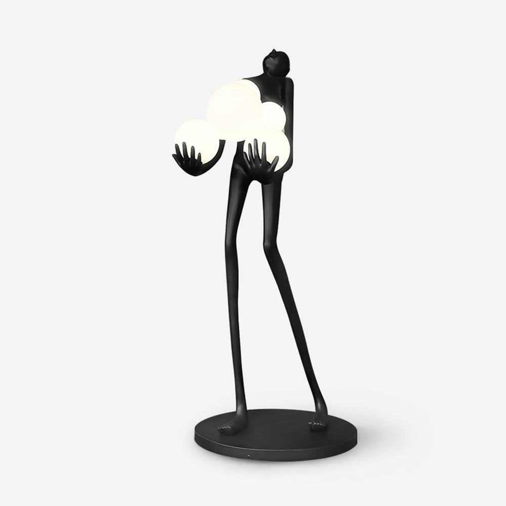 Modern Artistic Embrace Sculpture Floor Lamp with Radiant LED Glass Spheres