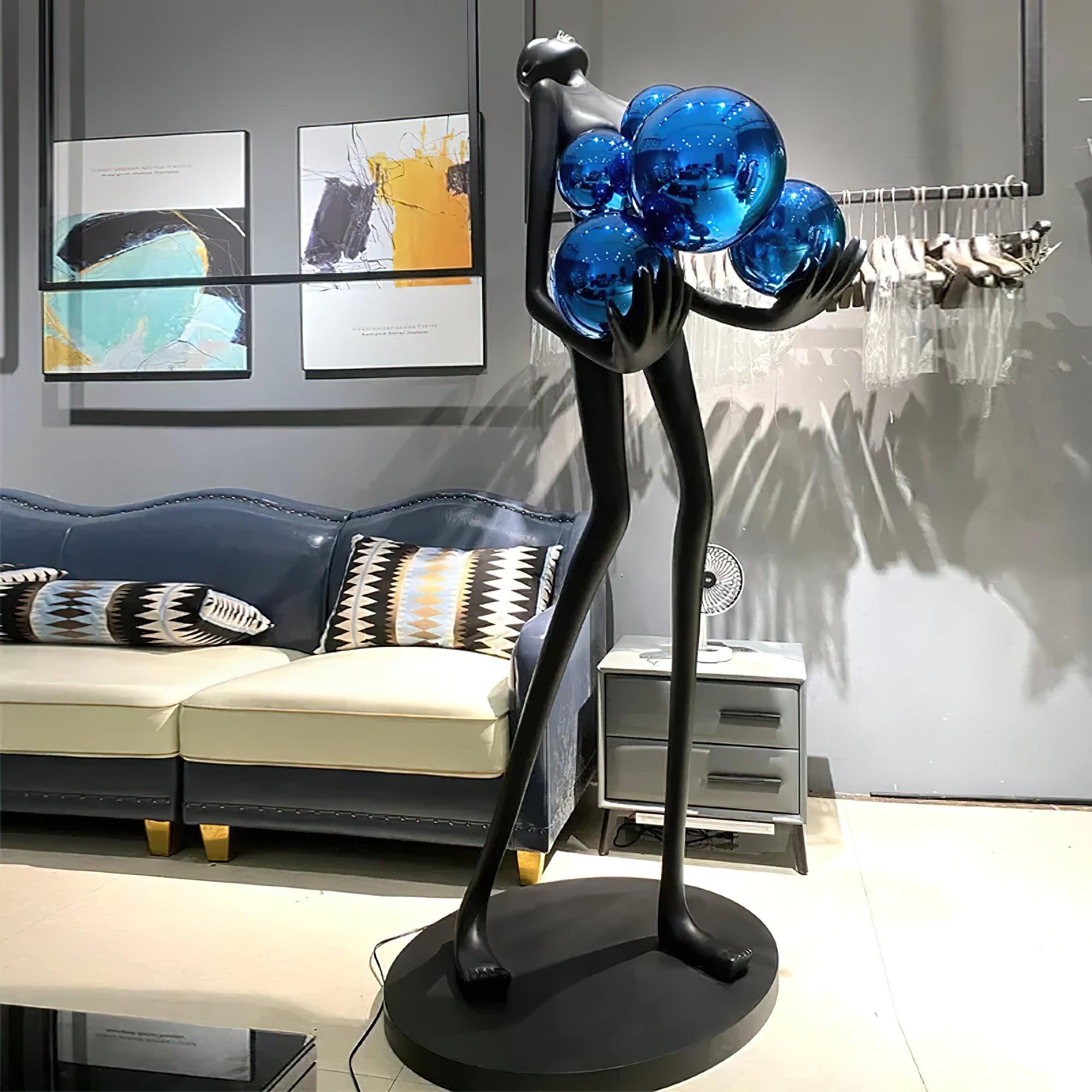 Modern Artistic Embrace Sculpture Floor Lamp with Radiant LED Glass Spheres