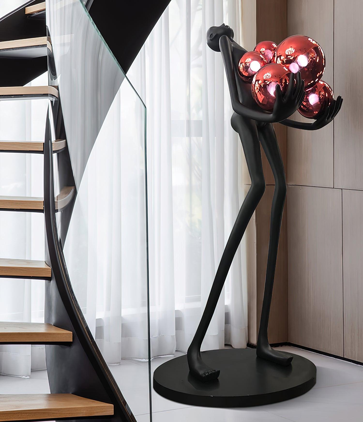 Modern Artistic Embrace Sculpture Floor Lamp with Radiant LED Glass Spheres