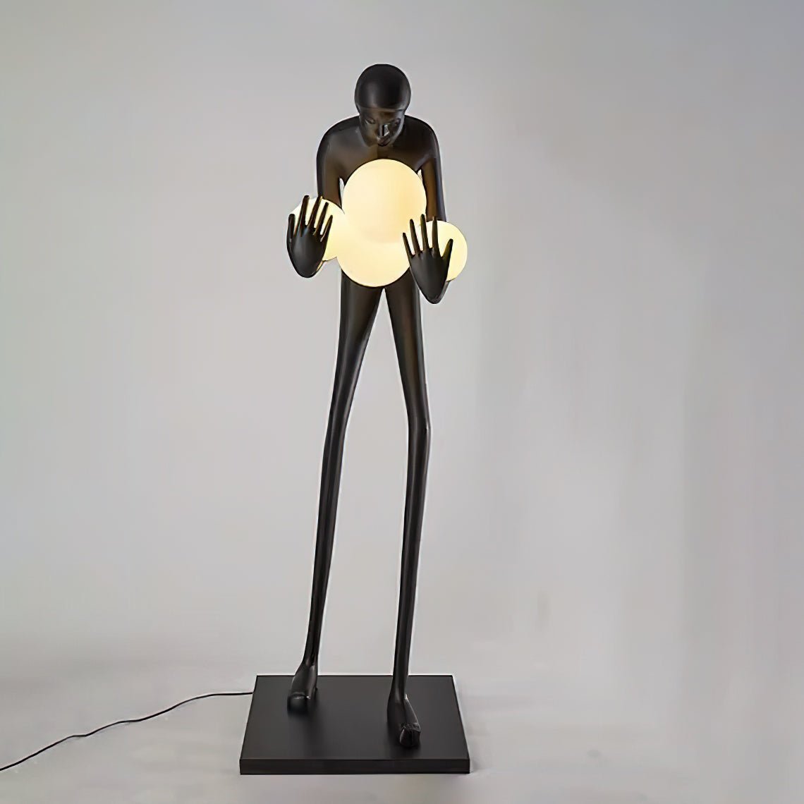 Human Figure Art Sculpture Floor Lamp Modern Matte Black Uplight Decor