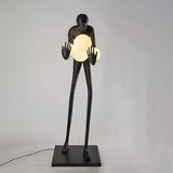 Human Figure Art Sculpture Floor Lamp Modern Matte Black Uplight Decor