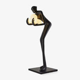 Human Figure Art Sculpture Floor Lamp Modern Matte Black Uplight Decor