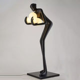 Human Figure Art Sculpture Floor Lamp Modern Matte Black Uplight Decor