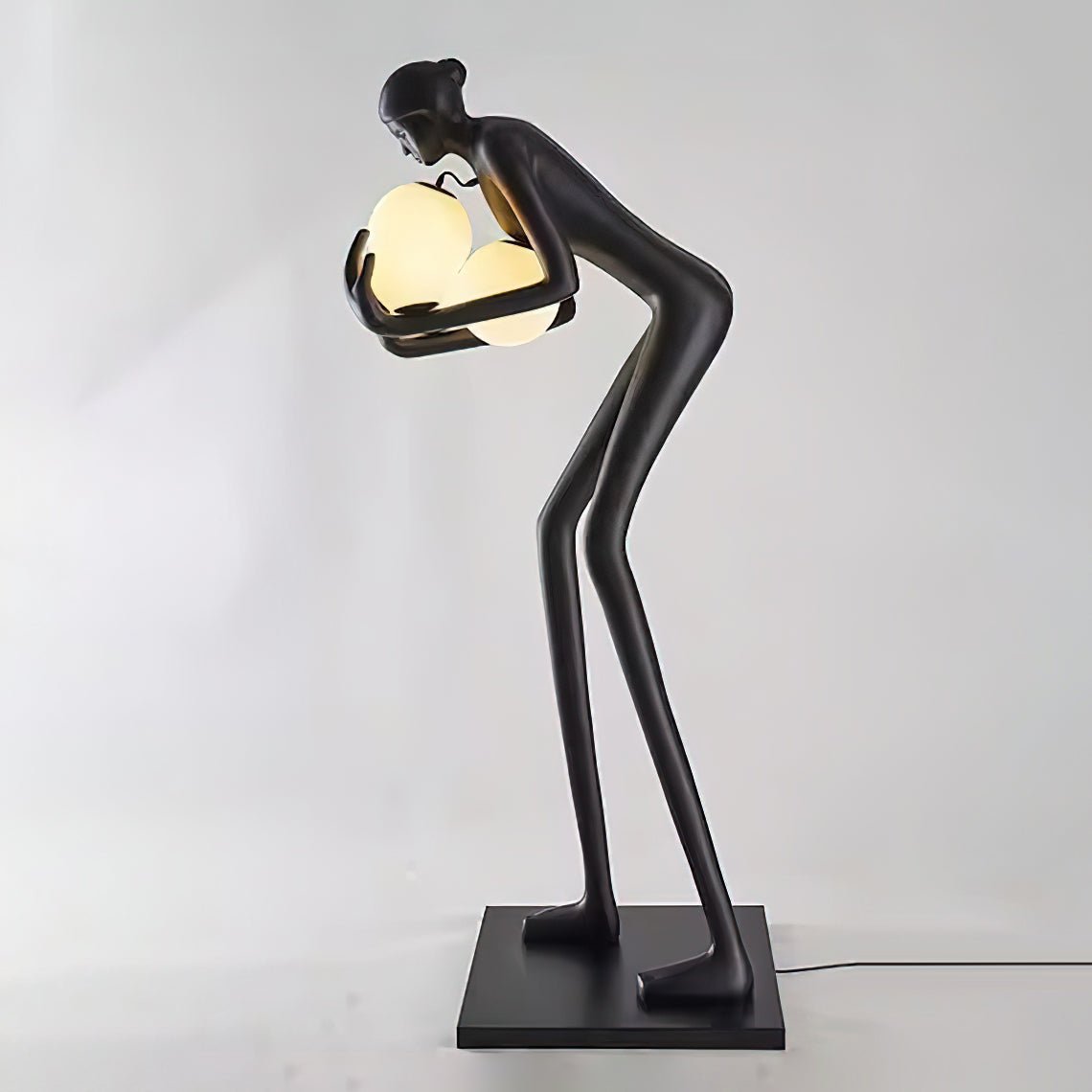Human Figure Art Sculpture Floor Lamp Modern Matte Black Uplight Decor