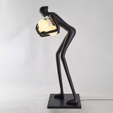 Human Figure Art Sculpture Floor Lamp Modern Matte Black Uplight Decor