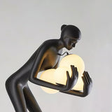 Human Figure Art Sculpture Floor Lamp Modern Matte Black Uplight Decor