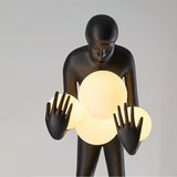 Human Figure Art Sculpture Floor Lamp Modern Matte Black Uplight Decor