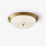 Emily Modern LED Flush Mount Ceiling Light Brass and Textured Glass Fixture for Indoor Home Decor