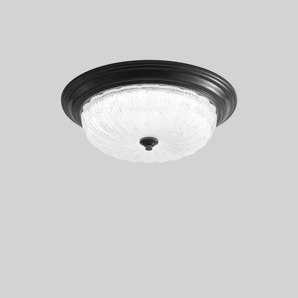 Emily Modern LED Flush Mount Ceiling Light Brass and Textured Glass Fixture for Indoor Home Decor