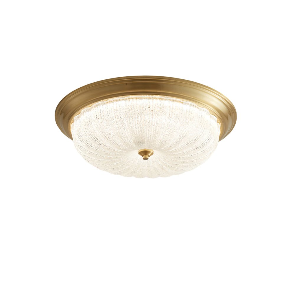 Emily Modern LED Flush Mount Ceiling Light Brass and Textured Glass Fixture for Indoor Home Decor
