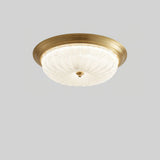 Emily Modern LED Flush Mount Ceiling Light Brass and Textured Glass Fixture for Indoor Home Decor