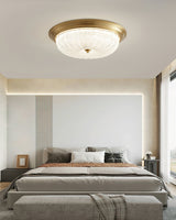 Emily Modern LED Flush Mount Ceiling Light Brass and Textured Glass Fixture for Indoor Home Decor