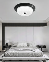 Emily Modern LED Flush Mount Ceiling Light Brass and Textured Glass Fixture for Indoor Home Decor