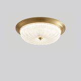 Emily Modern LED Flush Mount Ceiling Light Brass and Textured Glass Fixture for Indoor Home Decor