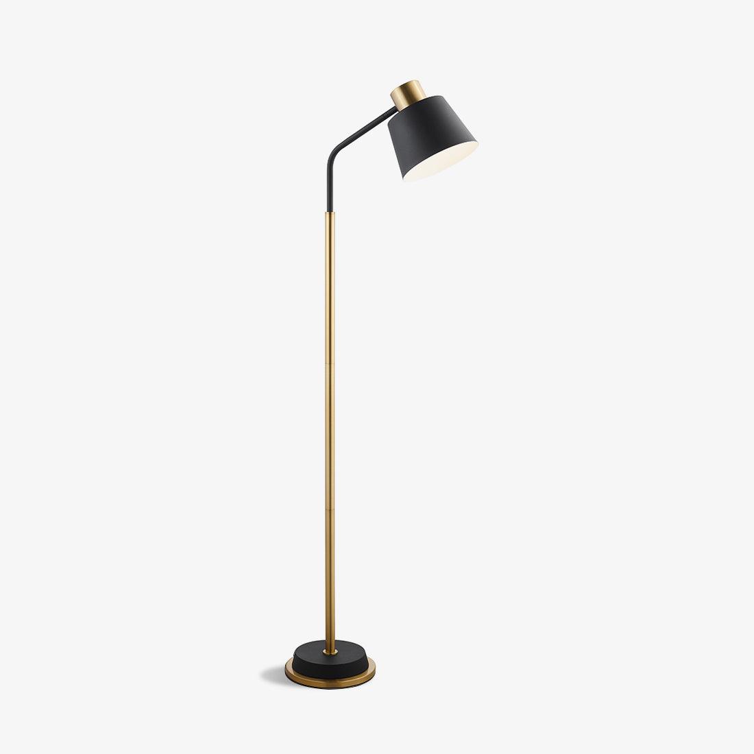 Emmental Mid Century Modern Slender Iron Floor Lamp with Adjustable Shade Gold Finish