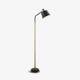 Emmental Mid Century Modern Slender Iron Floor Lamp with Adjustable Shade Gold Finish
