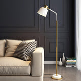 Emmental Mid Century Modern Slender Iron Floor Lamp with Adjustable Shade Gold Finish
