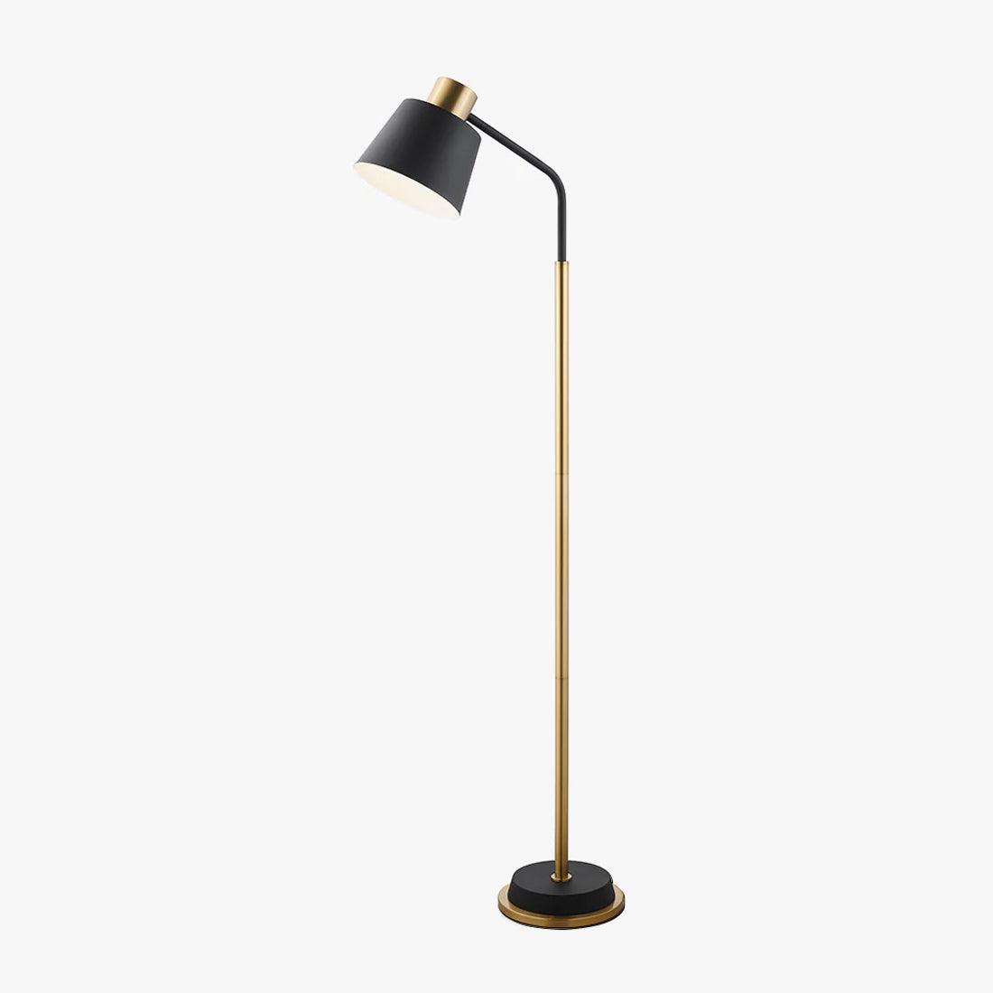 Emmental Mid Century Modern Slender Iron Floor Lamp with Adjustable Shade Gold Finish