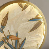 Mid Century Modern Marble and Hand Painted Bamboo Glass Table Lamp for Bedroom and Office