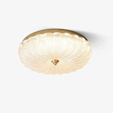 Modern Round Glass LED Flush Mount Ceiling Lamp with Gold Accents and Opaque Diffuser