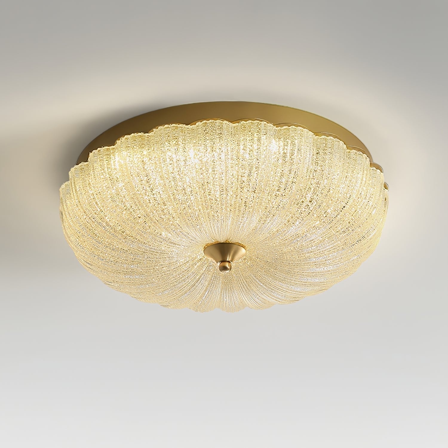 Modern Round Glass LED Flush Mount Ceiling Lamp with Gold Accents and Opaque Diffuser