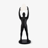 Artistic Humanoid Figure Standing Lamp with Triple Glass Spheres for Modern Living Room