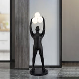 Artistic Humanoid Figure Standing Lamp with Triple Glass Spheres for Modern Living Room