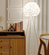 Modern Eos Style Natural White Feather Floor Lamp for Elegant Living Room Lighting