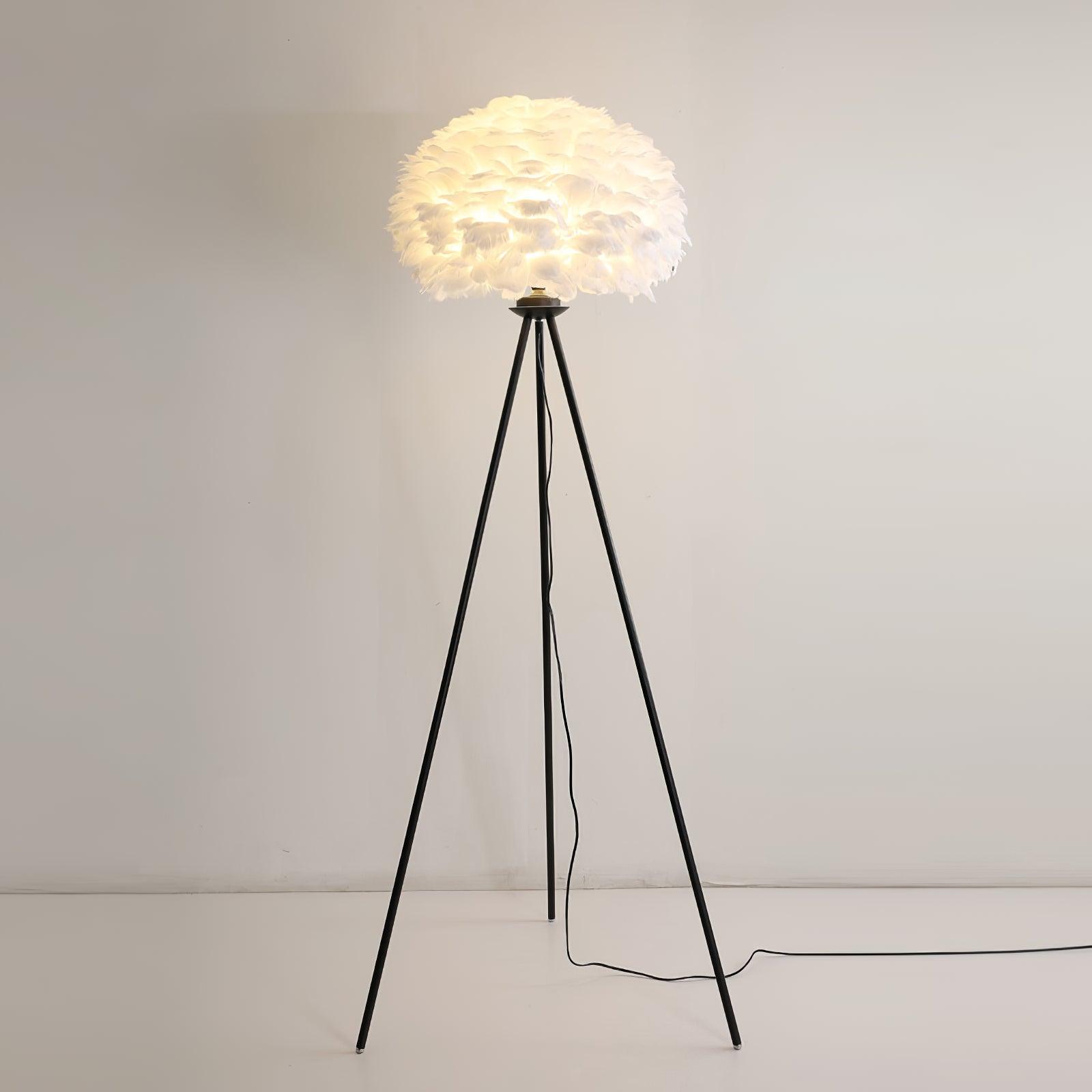 Modern Eos Style Natural White Feather Floor Lamp for Elegant Living Room Lighting