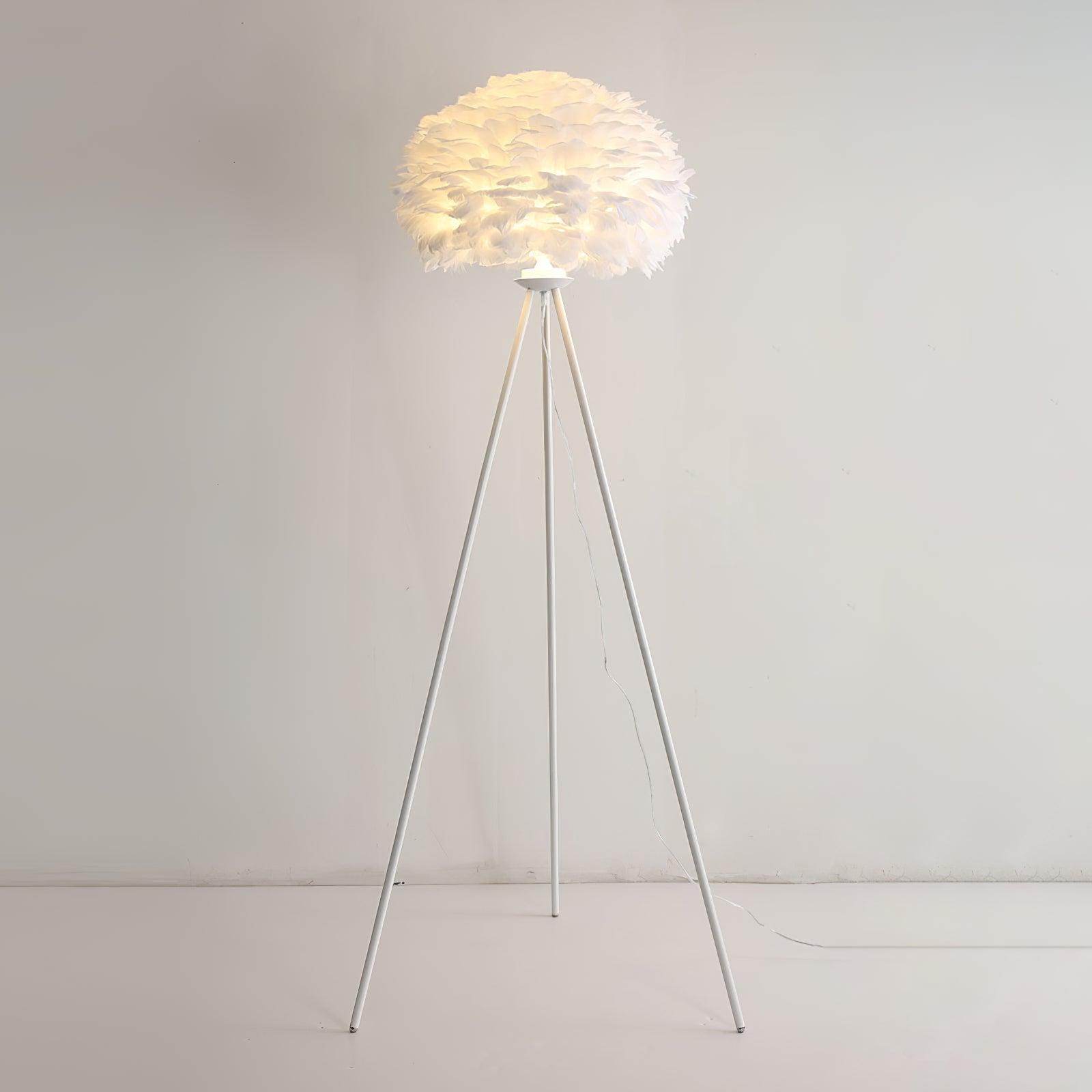 Modern Eos Style Natural White Feather Floor Lamp for Elegant Living Room Lighting