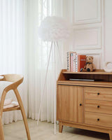 Modern Eos Style Natural White Feather Floor Lamp for Elegant Living Room Lighting