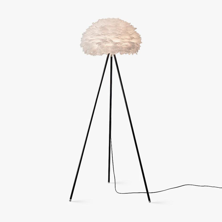 Modern Eos Style Natural White Feather Floor Lamp for Elegant Living Room Lighting