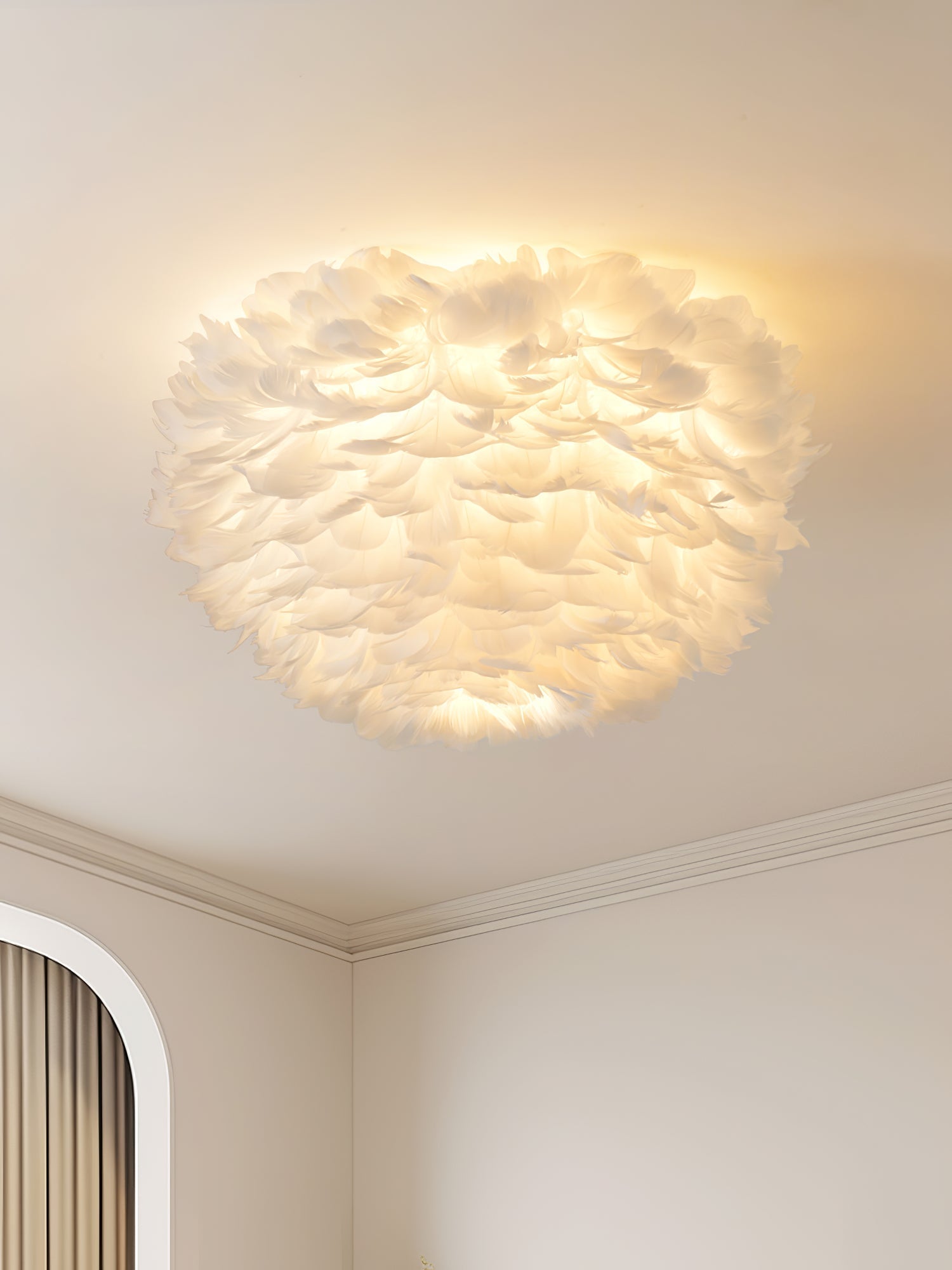 Modern Goose Feather Ceiling Lamp for Bedroom and Living Room Decor