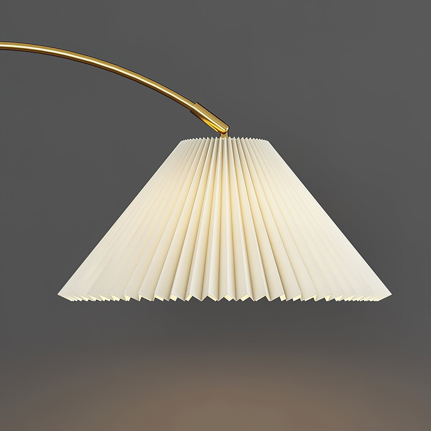 modern-arched-floor-lamp-with-pleated-white-shade-and-matte-black-metal-frame