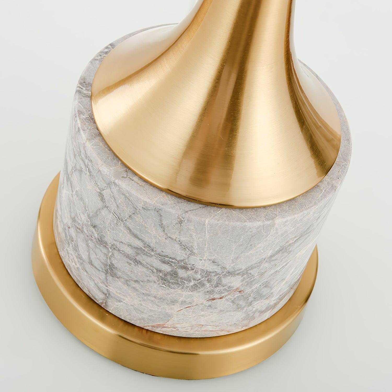 Modern Marble Table Lamp with Slate Grey Fabric Shade and Gold Metal Finish for Bedroom and Living Room