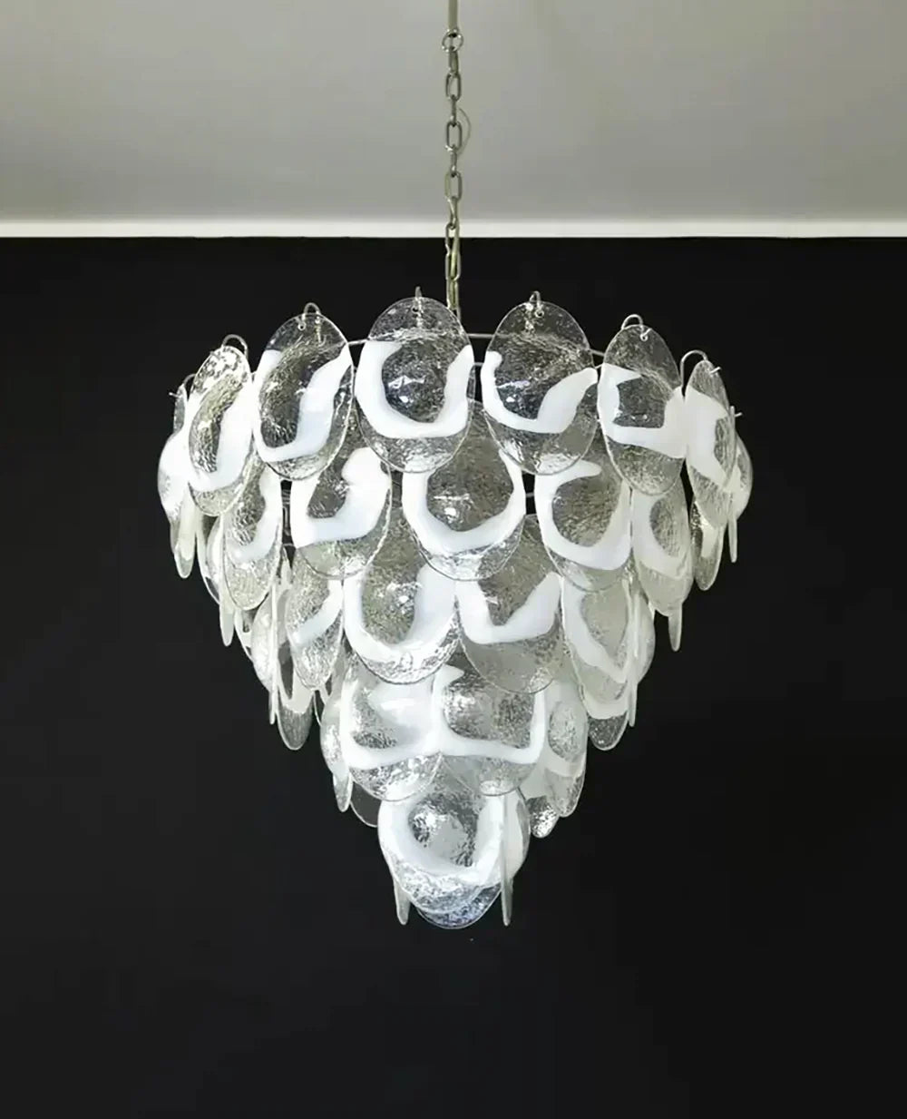 murano-style-transparent-glass-sheet-chandelier-with-gold-chrome-nickel-metal-frame