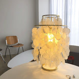 Natural Mother of Pearl Shell Table Lamp Round Coastal Bedside Light for Modern Interiors