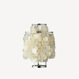 Natural Mother of Pearl Shell Table Lamp Round Coastal Bedside Light for Modern Interiors