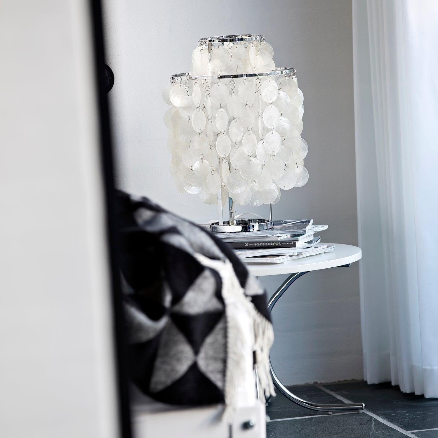 Natural Mother of Pearl Shell Table Lamp Round Coastal Bedside Light for Modern Interiors